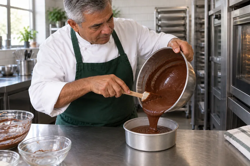 Chocolate cake: combine.