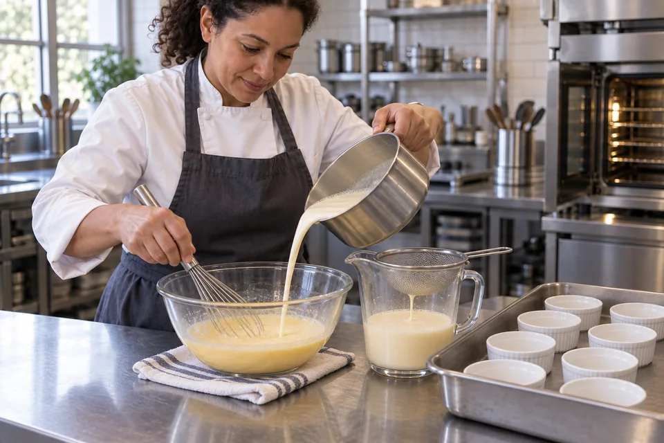 Crème brûlée: temper.