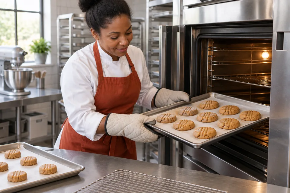 Peanut butter cookies: bake.