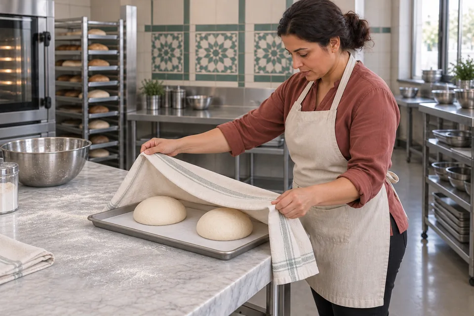 Cover divided portions while they relax before final shaping.